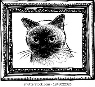 A sketch portrait of a tai cat