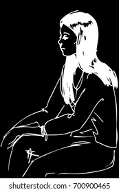 sketch for a portrait of a young girl