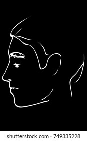 sketch to portrait of a young man's profile

