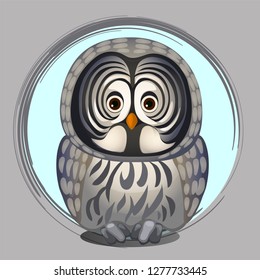 Sketch for a poster or an idea for design postcard and other entertainment cards on the subject of cute cheerful owls. Vector cartoon close-up illustration.