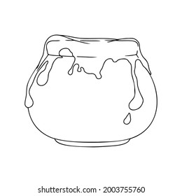 Sketch of a pot from which honey flows. Vector illustration