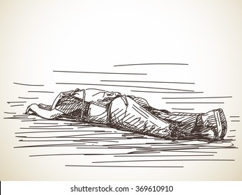 Sketch of praying buddhist man, Hand drawn illustration