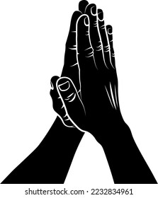 Sketch of praying hands - vector illustration