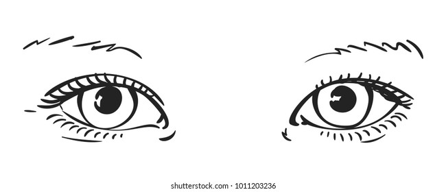 Sketch Pretty Childs Eyes Eyebrows Hand Stock Vector (Royalty Free ...