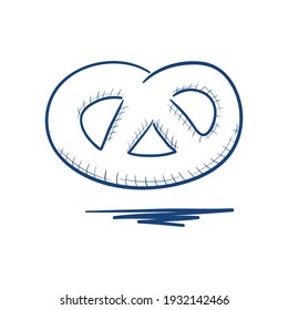 Sketch pretzel on white background. Vector Illustration