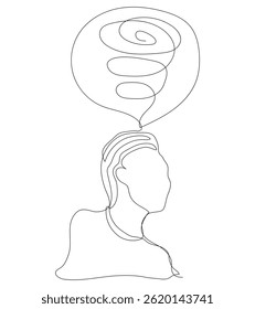 Esboço conceito de problema mínimo homem emoção estresse cefaleia desenho linha arte. Masculino infeliz deprimir mão desenhado conceito de linha contínua com fundo branco isolado. Resumo,vetor,ilustração.