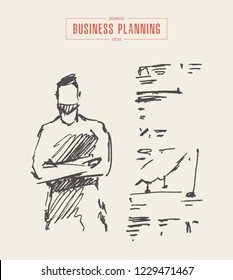 Sketch of a process of business planning, hand drawn vector illustration, sketch