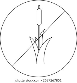 sketch of prohibited icon and alang alang grass icon.with black lines