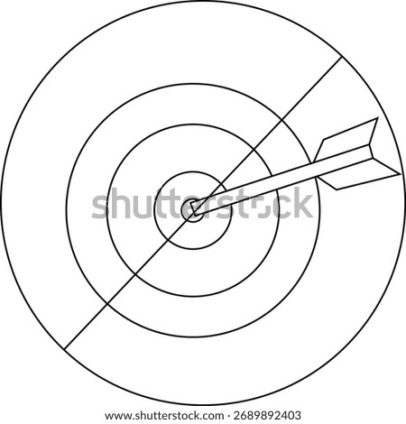 sketch of prohibited icon and target icon with arrow.with black lines