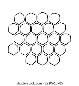 sketch propolis honey comb. hand drawn grunge honeycomb. Black and white image bee wax comb icon. Bee honey and propolis doodle vector on white backgroung.