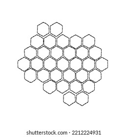 Sketch propolis honey comb. Hand drawn grunge honeycomb. Black and white textured image bee wax comb icon. Bee honey and propolis doodle vector on white backgroung.