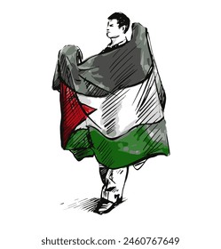 Boceto de manifestante por Palestina 