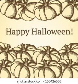 Sketch pumpkin, Halloween vector background