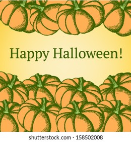 Sketch pumpkin, Halloween vector background 