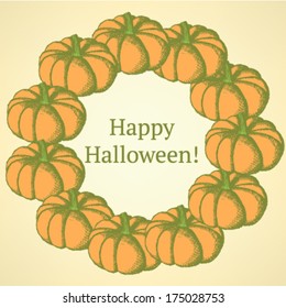 Sketch pumpkin, Halloween vector background 
