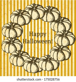Sketch pumpkin, Halloween vector background 