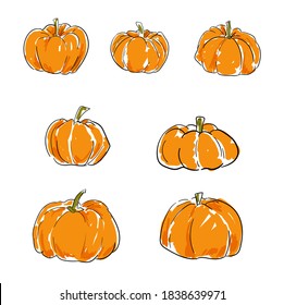 Esbozo de calabaza aislado en ilustración vectorial de fondo blanco