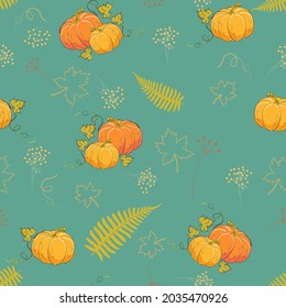 Sketch of a pumpkin, vector hand drawing in retro style.