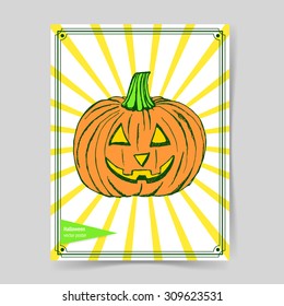 Sketch of pumpkin in vintage style, vector poster