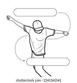 Esbozar plantilla de citas con el hombre de pose fría vector de fondo blanco ilustración moderna
