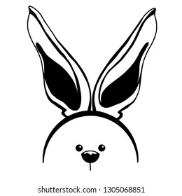 Sketch rabbit ears with a muzzle. Easter bunny. Vector