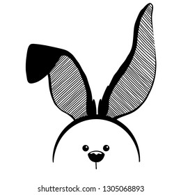 Sketch rabbit ears with a muzzle. Easter bunny. Vector