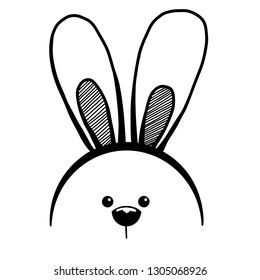 Sketch rabbit ears with a muzzle. Easter bunny. Vector