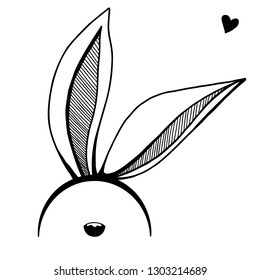 Sketch rabbit ears with a nose. Easter bunny. Vector