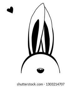 Sketch rabbit ears with a nose. Easter bunny. Vector