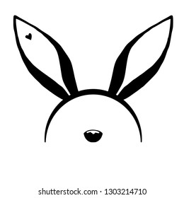 Sketch rabbit ears with a nose. Easter bunny. Vector