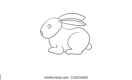 sketch, rabbit on white background