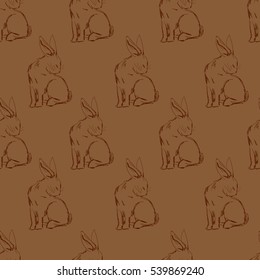 sketch rabbit pattern, seamless vintage pattern with rabbit 
