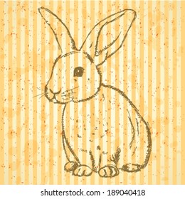 Sketch rabbit, vector vintage background