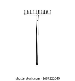 Skizze einer Rake. Doodle-Stil. Vektorelement für Design. 