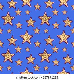 Sketch Ramadan symbol in vintage style, vector seamless pattern
