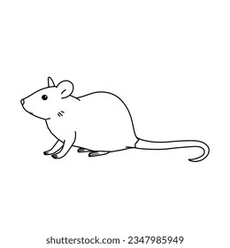 Sketch of realistic laboratory mouse. Pet in outline style. Vector doodle illustration