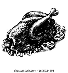 boceto, vector realista de pollo asado