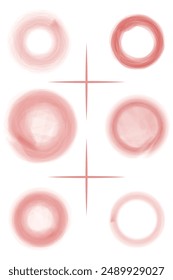 sketch red circle frame border. Simple doodle round, circular red pencil frame border shape
