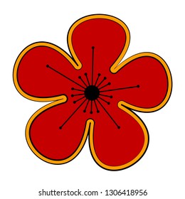 Sketch of a red flower. Vector illustration design