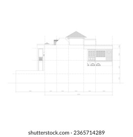 sketch of a residential house seen from the side