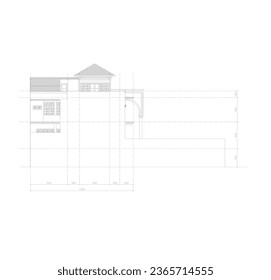 sketch of a residential house seen from the side