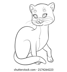 sketch of a respectable wise cat, coloring, isolated object on a white background, vector illustration, eps