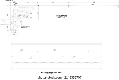 sketch retaining wall from