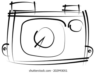 sketch retro camera isolated on white background