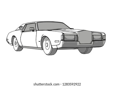 sketch of a retro car with shadows