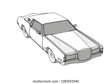 sketch of a retro car with shadows