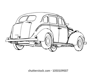sketch retro car vector