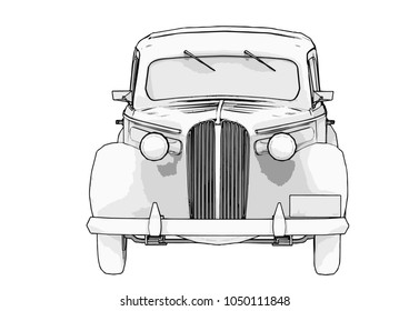 sketch retro car vector