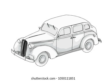 sketch retro car vector