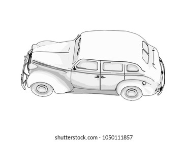 sketch retro car vector